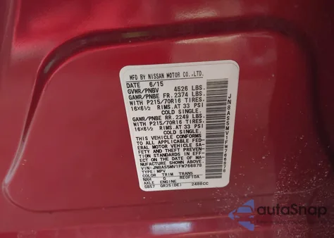 2015 Nissan Rogue Select S из США, поврежденный, VIN JN8AS5MV1FW766878